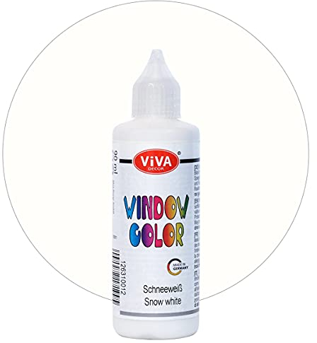 Viva Decor Window Color (Schneeweiß, 90 ml) Fenstermalfarben für wieder abziehbare Bilder und Sticker für Deko, Spiegel, Fliesen, Vasen und Fenster - Made in Germany