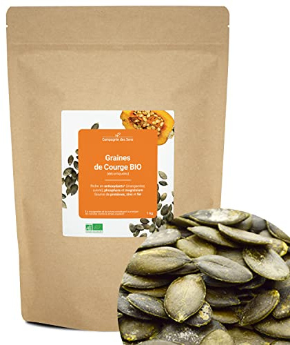 Graines de Courge BIO (décortiquées) - La Compagnie des Sens - 1kg - Riche en Antioxydants - Source de Protéines, Zinc & Fer
