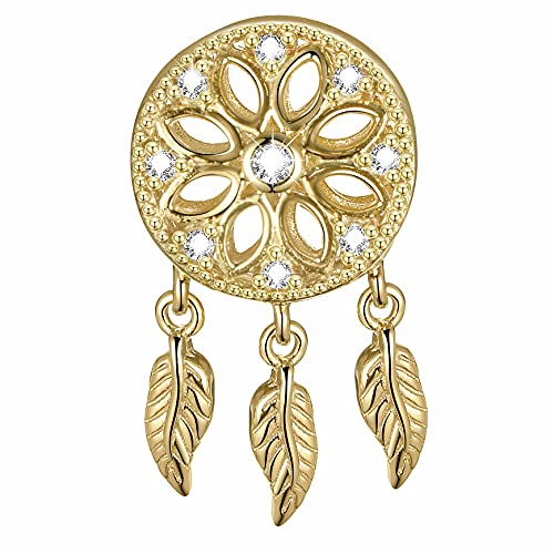 CHAMOON® Traumfänger Anhänger Gold - 925 Sterling Silber Charm für Lederarmband Damen oder Kette