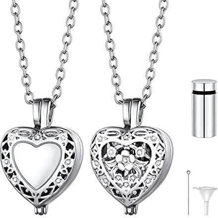 U7 Ashes Jewellery Necklaces For Women Stainless Steel Pet Cremation Urns Heart Locket Pendant Necklace
