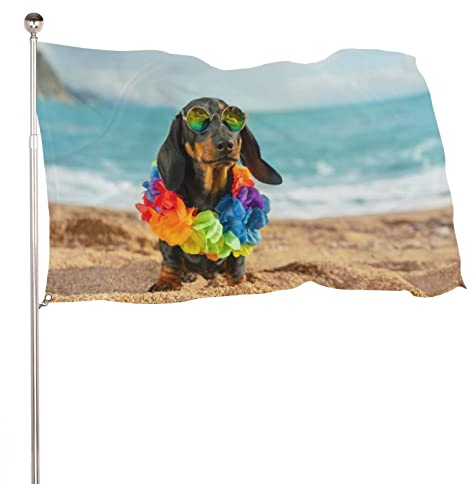 Dekorative Gartenflagge, Hof-Banner, entzückender Dackel, schwarz-hellbrauner Hundedruck, alle Jahreszeiten, Feiertage, Willkommensflagge, Rasendekoration, 60 x 90 cm