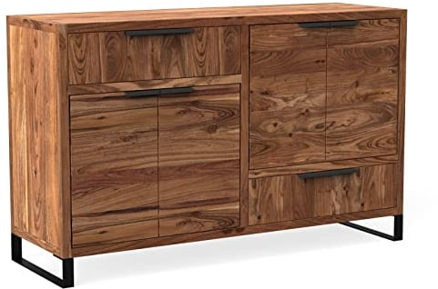 Woodkings Sydney Sideboard Wohnzimmer | Massivholz | BxHxT: 126x84x45 cm | Rustikale Kommode mit Schubladen & Holz-Türen | Echtholz Wohnzimmermöbel