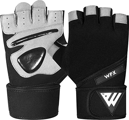 WFX Guanti da fitness, guanti da allenamento per uomo e donna, con supporto per il polso, imbottiti, extra presa, protezione del palmo, per fitness, allenamento, ciclismo, da appendere, trazioni