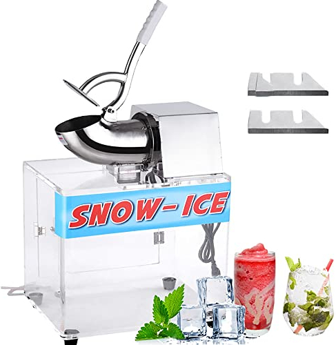 Tritaghiaccio Elettrico, 200 W Commerciale Doppia Lama In Acciaio Inox Ice Shaver Cono Neve Maker, Grande Scatola Di Conservazione Del Ghiaccio, Drenaggio Dal Fondo, Per Ristoranti, Bar, Casa
