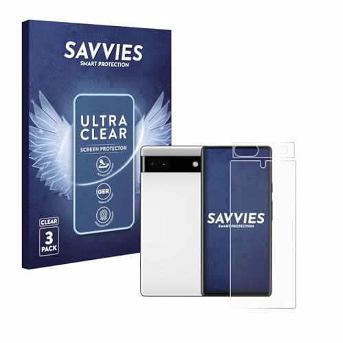 Savvies Schutzfolie für Google Pixel 6a | (Display+Kamera) 6 Stück Transparenter Displayschutz Made in Germany Ultra-Klar Displayschutz-Folie