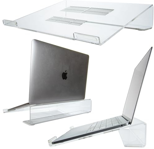 DuraClear Support pour ordinateur portable en acrylique DuraClear pour bureau - Rehausse ergonomique de 6 cm pour ordinateurs portables jusqu'à 53 cm
