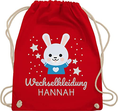 Turnbeutel Rucksack - Kita Beutel Wechselsachen Mädchen - Wechselkleidung Hase - Unisize - Rot - kindergartenkind wechselbeutel beutelrucksäcke kindergarten kindergarten-rucksack wechselwäsche
