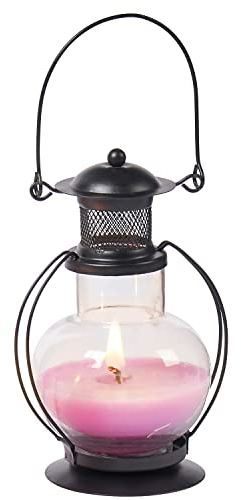 MARRAKESCH Orientalische Laterne als Rose Duftkerze im Glas 14cm Vintage Deko Windlicht mit Duft