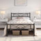 Yaheetech Cama Individual con Espacio Bajo Marco Metal Altura 32 cm Cama Individual con Cabecera para Colchón de 90 x 200 cm Negro