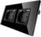 CNBINGO Glas Doppelsteckdose mit USB Ports (Max.2,1 Amp) - Zweifach Steckdose Unterputz in Schwarz - Schuko Schutzkontakt Wandsteckdose mit Glasrahmen A+A-Bl