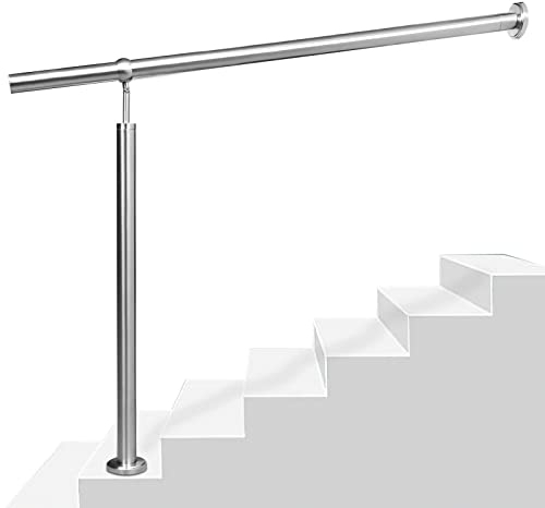 Yakimz Edelstahl Eingangsgeländer 150cm Treppengeländer Winkel Einstellbar, Geländer Handlauf Wandhandlauf für Innen und Außen, inkl. Zubehör