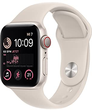 Apple Watch SE (2a generazione) (GPS + cellulare, 40 mm) - Custodia in alluminio Polarstern con cinturino sportivo Polarstern - Normale (Ricondizionato)