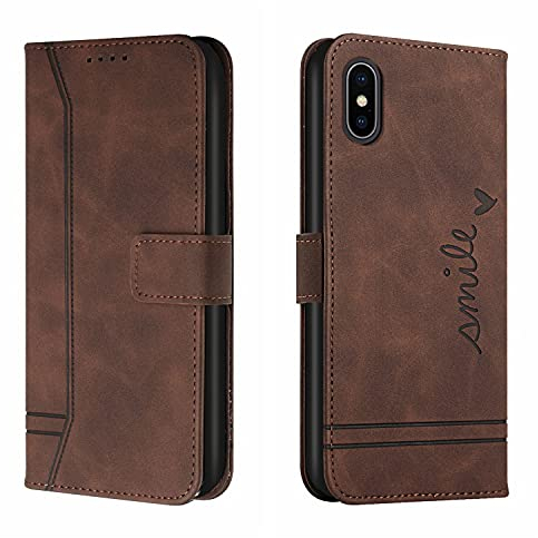 Trugox Handyhülle für Apple iPhone XS Max Hülle Klappbar Klapphülle mit Kartenfach Handytasche Handy Schutzhülle Tasche Leder Wallet Flip Case Slim Book Cover - Braun