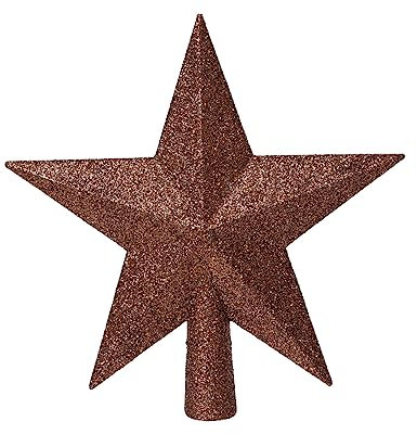 Kaemingk Christbaumspitze Kunststoff 19cm Stern mit Glitzer Weihnachtsbaumspitze Espressobraun