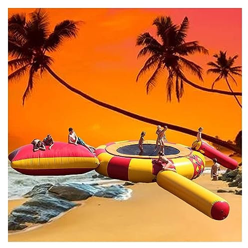 Trampolino gonfiabile ad acqua trampolino con scivolo, nuoto gonfiabile in PVC, piattaforma portatile di rimbalzo per laghi, adatto per bambini e adulti (colore: 4 m)