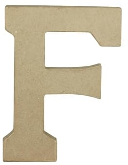 Décopatch AC857Cpack 3x Buchstabe F aus Pappmaché 15x2,5x20cm Kraftbraun