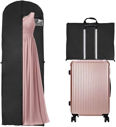 JOLIGAEA Borsa Porta Abiti Lungo, 180x60CM Custodie per Abiti Antipolvere Pieghevole, Porta Abito da Sposa Copriabiti Antipolvere con cerniera per Vestito da Sposa Smoking Gonna Lunga Vestiti Cappotti