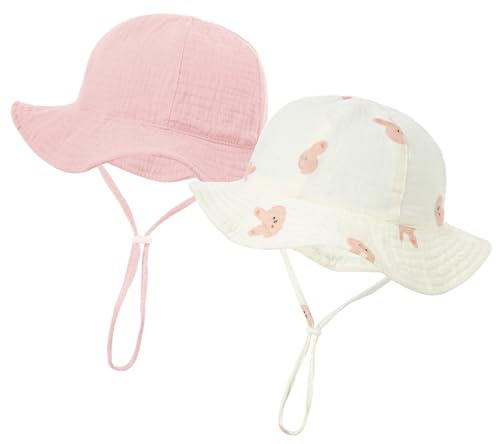 Happy Cherry - Sonnenhut für Baby Jungen Mädchen Sommerhut Kinder Mütze mit Krempe Fischerhut Sommer UV-Schutz 50 Fischermütze Sonnenschutz für Küste Urlaub Outdoor Bucket Hat - 3-12 Monate