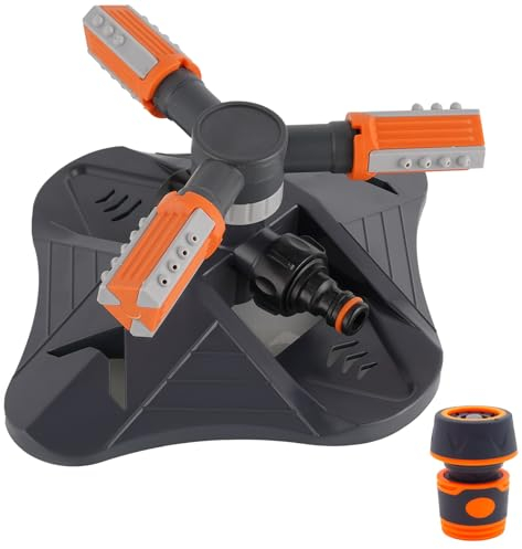 Arroseur de jardin à 3 bras - Rotation automatique à 360 ° - Avec raccord rapide - Tête d'arrosage pour systèmes d'irrigation