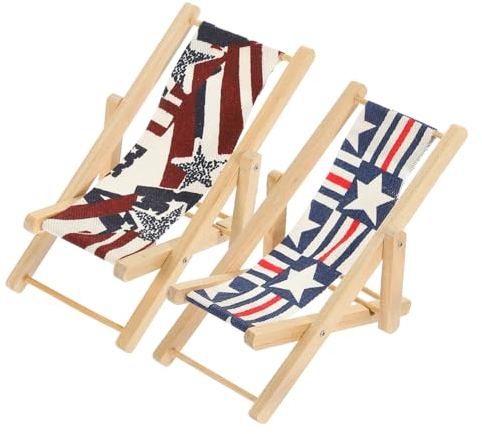HEMOTON 2 Stück Puppenhaus Strandstuhl Miniatur Ministuhl Miniatur Lounge Stuhl Mini Faltbarer Strandstuhl Mini Liegestuhl Miniatur Strandstuhl Mini Hausdekoration Miniatur Stuhl