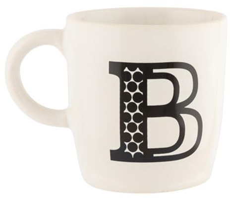 FabFinds Hugga Mug with Initials Classic Ceramic Mug Large Gift Coffee Cups 330ml (B)