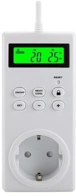 SUIOPPYUW Smart Socket Thermostat Tragbares LCD Display Batteriebetrieben Multi Modi Kindersicherung 16A Thermostate Hintergrundbeleuchtung