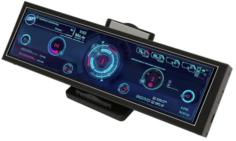 GOWENIC Computer-Temperaturmonitor, Zweiter, für RasPi, USB C, 8,8-Zoll-IPS-Bildschirm, Querformat, Hochformat, Unterstützung, 360-Grad-Drehung,