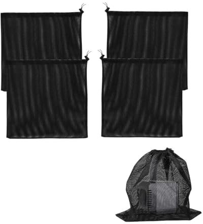 Runiash Pump Barrier Bag, 4-Pack Pond Pump Filter Mesh Bag Barrier Netting with Drawstring 47x47cm for Swimming Pool Pond Biofilter Fish Pond Household Water Pump Filter