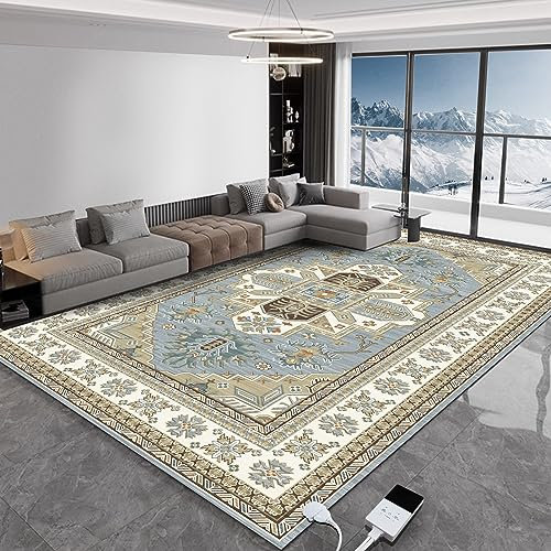 NujorWarm Graphen Elektrischer Heizteppich Weicher Plüsch Beheizbare Teppich Beheizter Fußmatte für Büro Raumheizung Bodenheizung Matte mit Timer Schnelle Heizung Heated Rug 220V 195 * 290cm WY