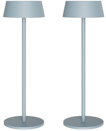 K-Bright 2 Stück LED Akku Tischleuchte, Kabellose tischlampe, 3000K warmweißes led tischlampe outdoor, Dimmbare Tischlampe Geeignet Für Abendessen, Lesen, Schlafzimmer, Garten Und Vieles Mehr Blau