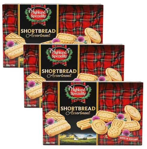 Highland Shortbread Biscuits - Traditional Scottish Short bread Fingers - Ideal Shortbread Gift in Decorative Biscuit Box - Classic Short bread Biscuits - 3 Pack + Cheeroo Magnet