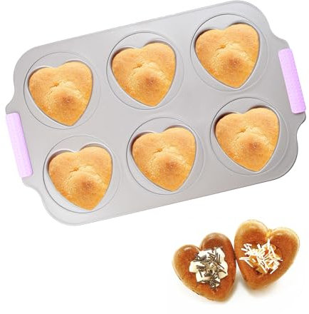 BSDLZCH Langlebiges Gugelhupfform Blech, Cupcake Formen klein perfekt zum Backen von Kuchen, Brownies und mehr, unverzichtbares Küchenwerkzeug für Hobbybäcker (Liebesherz)