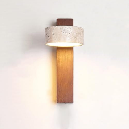Lampada da Parete 180 Lampada da Parete a LED Girevole in Legno 9W Lampada da Parete in Pietra di Marmo Naturale Lettura Illuminazione Moderna Rustica Vintage per Camera da Letto Soggiorno Cucina,