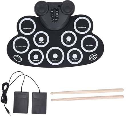 Rechargeable Electronic Drum 9 Pad Roll Up Drum Kit with Headphone Portable Digital Electric Drum Set for Kids Adults Great Christmas Birthday