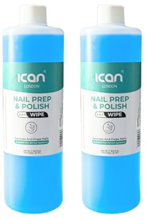 Ican Nail Prep & Polish 2 in 1 Wipe Gel, Polish Residue Cleaner, Multi-Purpose, For Nail Care, 500ml x 2