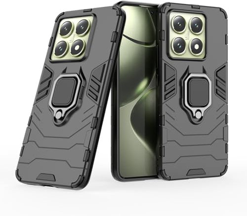Max Power Digital Cover per Xiaomi 14T con Anello, Custodia Supporto Magnetica Rigida Resistente Antiurto Doppio Strato Protettiva Calamita Bumper Case (Xiaomi 14T, Nero)