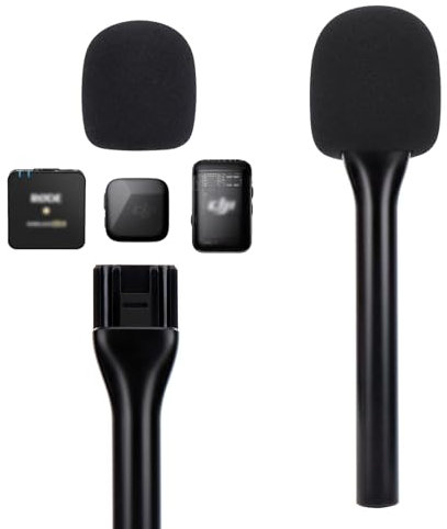 WIBOND Mic Holder for DJI Interview Go Handheld Wireless Microphone Stand for DJI Mini/2, Microphone Handheld Adaptor with Mic Cover Foam Compatible for Rode Wireless Go and DJI Mini /2