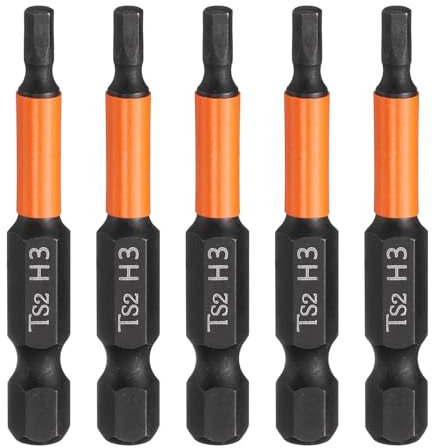 sourcing map 5pcs Hex Head Wrench Drill Bit 3mm(H3) Metric 1/4 Hex Shank 2(50mm) Length S2 Steel Magnetic Impact Drivers Screwdriver Bit Hexagon Electric Drill Bits