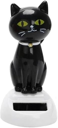 Black Solar Cat Doll Dancing Cat Figure Car Ornament,Dancing Ornament Solar Powered Car Dashboard Interior Decoration Desktop Decor Gift Window Party Car Desk Home,Home Décor Accents,Collectible Dolls