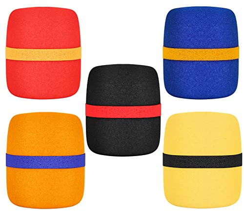Qukaim 5 Pack Thick Foam Mic Covers, Colorful Microphone Windscreens for Handheld Microphones, Karaoke and DJ Stage Performance, Sponge Cover