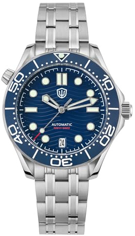 watchdives Automatikuhren für Herren WD007ST 39mm, 316L Edelstahl NTTD Taucheruhr NH35 Gewölbte Saphirglas Armbanduhr 200 m Wasserdicht