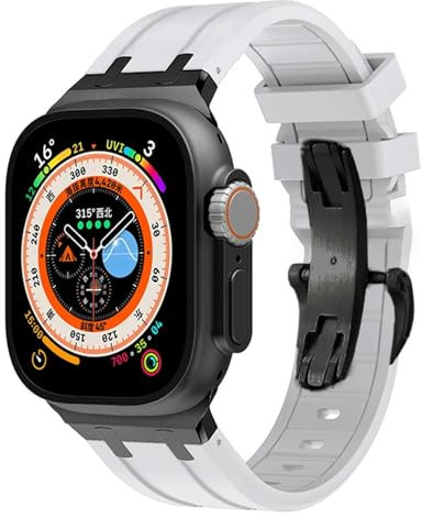 IRFKR Correa de goma para Apple Watch Ultra 49mm, correas de reloj Serie 8 7 45mm, banda deportiva suave para iWatch 6 5 4 SE 44mm 42mm, pulsera de silicona(White black,38/40/41mm)