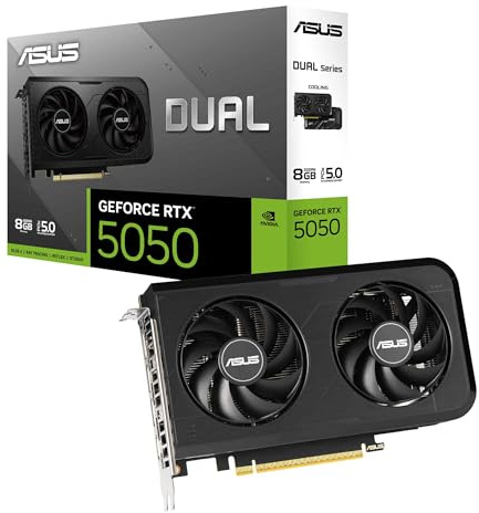 ASUS Dual GeForce RTX™ 5050 8GB GDDR6 (PCIe 5.0, 8GB GDDR6, DLSS 4, HDMI 2.1b, DisplayPort 2.1b, 2 Slots, Axial Technology Fan Design, 0dB Technology, Dual BIOS and more)