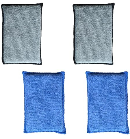 4 Pcs Interior Scrubber Detailing Pads – Reusable Car Cleaning Sponges for Auto Detailing, Dashboard, Leather Seats, Carpet & Upholstery – Car Interior Cleaning Tools