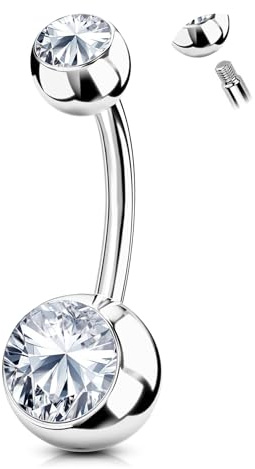 AceFun Bauchnabelpiercing,Bauchnabelpiercing silber 925 Echt Sterling Silber Bauchnabel piercing Bar 6mm 8mm 10mm 12mm 14mm Kurzes Bauch piercing für Frauen Nabelpiercing Piercing Schmuck