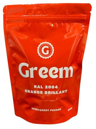 Greem - Revetement Peinture en Poudre - Thermolaquage (Ral 2004 Orange Brillant, 500 g)