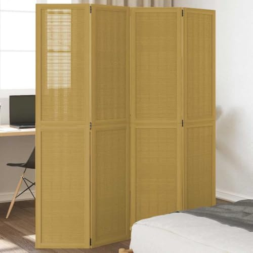 Paulownia Lot de 4 paravents pliables en bois massif Marron Pour salon bureau