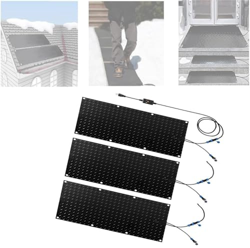 PIGYMMLFX Beheizbare Schneeschmelzmatten – Elektrische Antirutschmatten for Treppen und Außenbereich – Schnelle Schnee- und Eisbeseitigung(40x160cmx3Pcs)