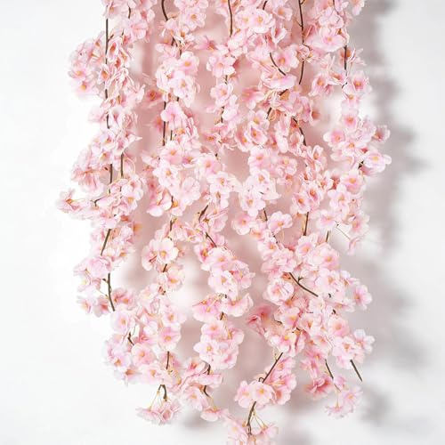 VOOSFSIE 2 Pièces 180cm Fleurs de Cerisier Artificielles, Fausse Fleur, Guirlande, Décoration Florale pour Anniversaire Mariage Fête Jardin Artisanat Douche Nuptiale Saint Valentin