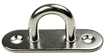 Karabiner & Mehr 5X KAMERO Edelstahl V2A, Augplatte, Wandhaken, Haken, schmal, D5, 45x15mm